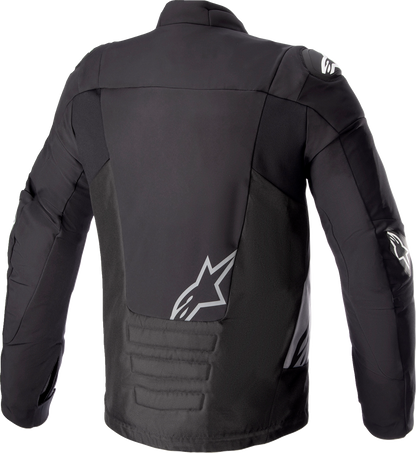Black and gray ALPINESTARS SMX waterproof motorcycle jacket, large size, with visible waterproof fabric and sporty design.