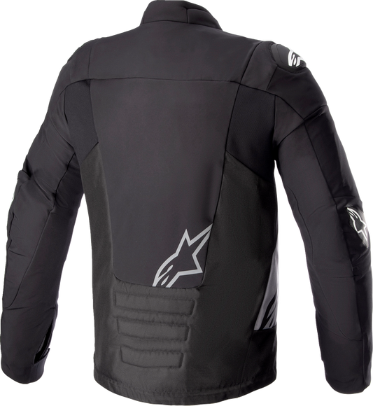 Alpinestars SMX waterproof motorcycle jacket in black and gray, size XL, featuring a sleek design and waterproof fabric.