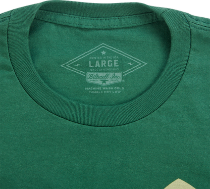 Olive BILTWELL Good Times T-Shirt in small size, featuring a casual fit with the Bill's Exhausts logo on the front.
