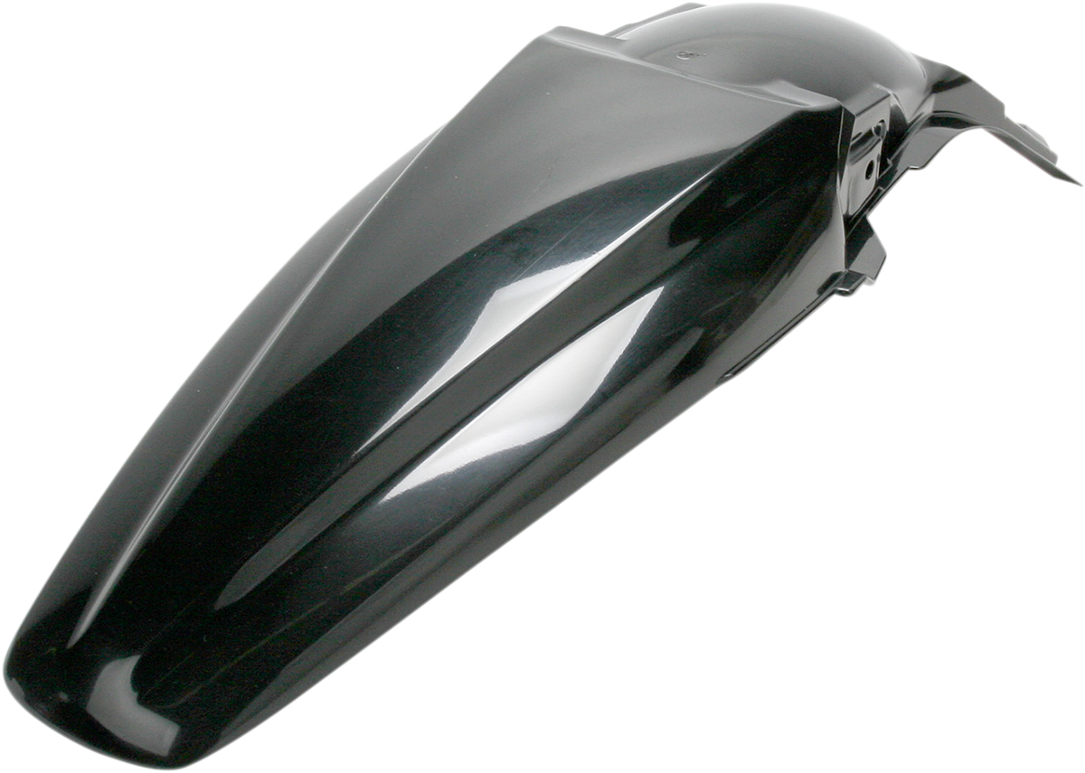 A black Acerbis rear fender for motorcycle, mounted on a vehicle, with a sleek, curved design suitable for off-road or street use.