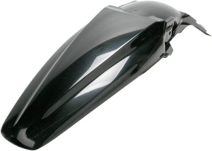 A black Acerbis rear fender for motorcycle, mounted on a vehicle, with a sleek, curved design suitable for off-road or street use.