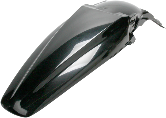 A black Acerbis rear fender for motorcycle, mounted on a vehicle, with a sleek, curved design suitable for off-road or street use.