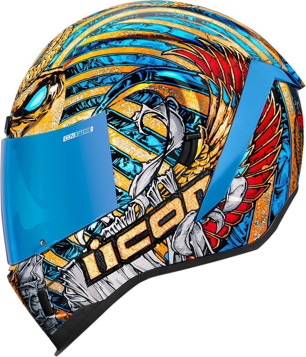 ICON Airform™ Pharaoh Gold helmet in large size featuring sleek design and vibrant gold color, designed for motorcycle riders.