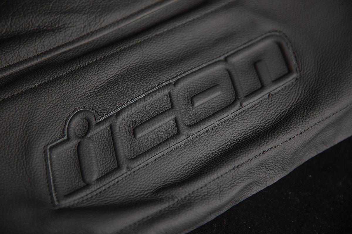 Black ICON Motorhead3™ jacket in large size, featuring stylish design and durable fabric, by Bill's Exhausts.