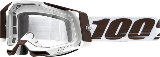 Bill's Exhausts Racecraft 2 Snowbird goggles in clear lens with adjustable strap, designed for snow sports and outdoor use.