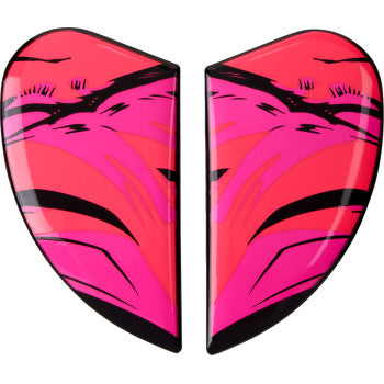 Pink ICON Airform™ Side Plates for helmets, featuring vibrant pink color and detailed design, compatible with Manik'RR helmets.