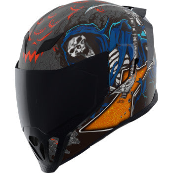 Black ICON Airflite™ helmet with Trick or Street 4 design, medium size, featuring sleek helmet shape and ventilation details.