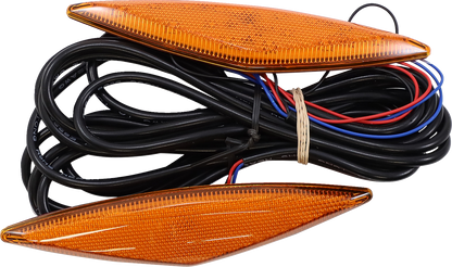 Can-Am SHOW CHROME Marker Light in amber for engine, designed by Bill's Exhausts, shown mounted on vehicle.
