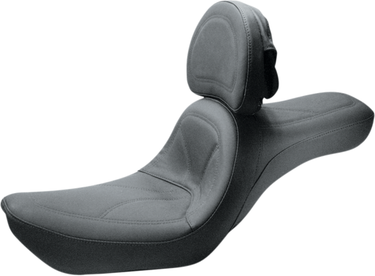SADDLEMEN King Seat with backrest for Dyna 836HFJ motorcycle, featuring comfortable padding and supportive design.