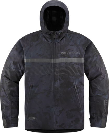 Bill's Exhausts ICON PDX3™ jacket in dark camouflage, large size, with front zipper and camouflage pattern, outdoor casual style