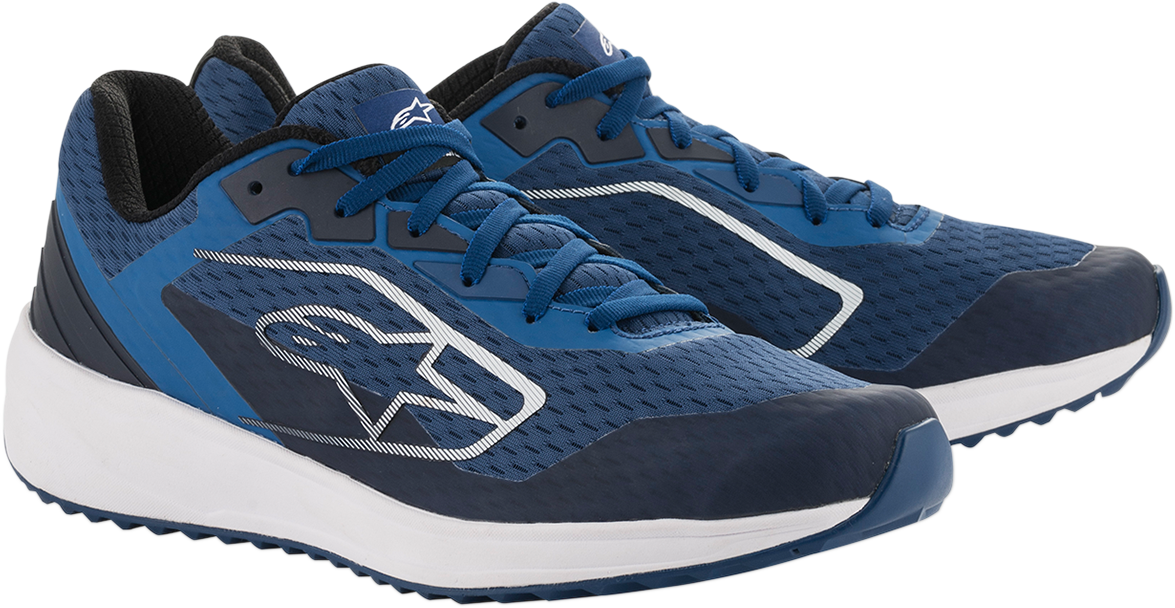 Blue and white Alpinestars Meta Shoes in US size 8, featuring sporty design and durable construction.