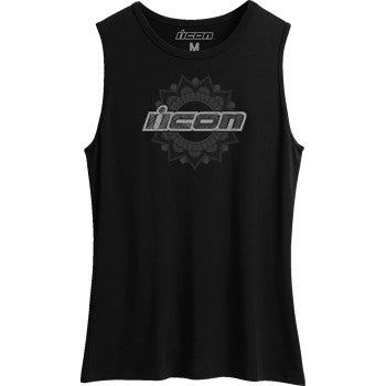 Black ICON Women's Noble™ Tank Top in large size, casual sleeveless T-shirt by Bill's Exhausts, shown in the image.