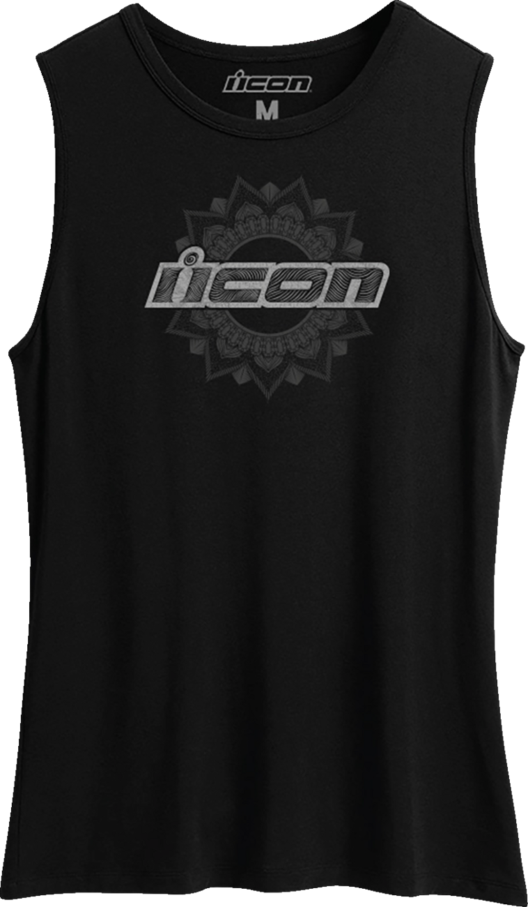 Black ICON Women's Noble™ Tank Top, small size, lightweight sleeveless T-shirt by Bill's Exhausts, with smooth fabric and fitted style.