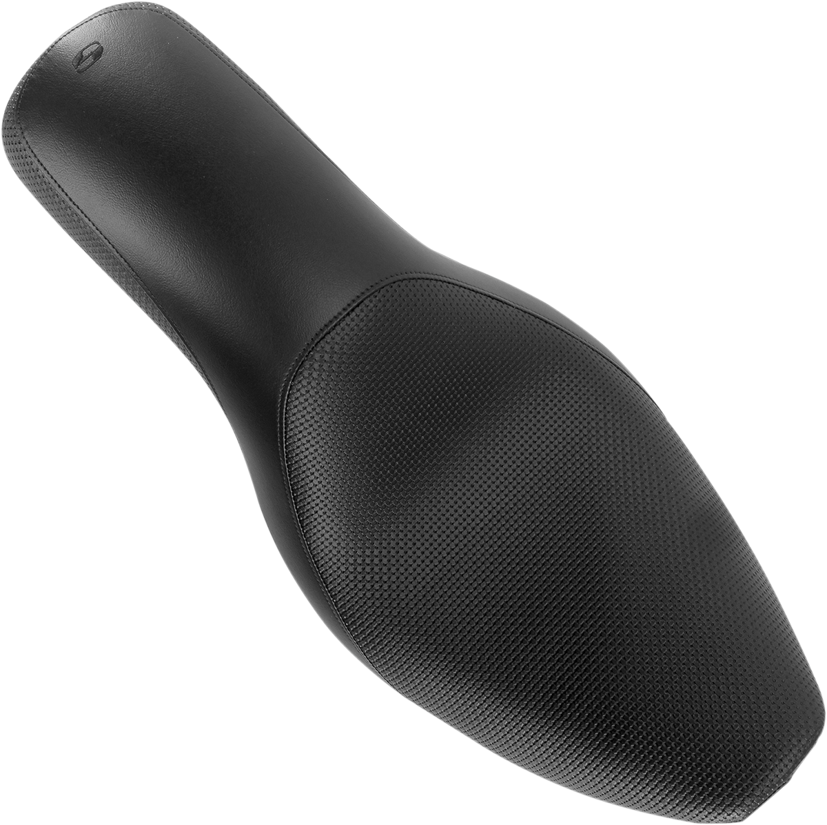 Black SADDLEMEN Profiler Basket-weave Seat for Harley Dyna '06-'17, featuring textured leather and ergonomic design.
