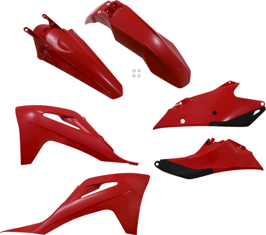 Red Acerbis standard replacement body kit for motorcycles, designed for seamless fit and durable performance.