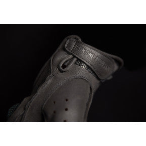Black ICON OUTDRIVE gloves in 3XL size, made by Bill's Exhausts, featuring durable fabric and protective design.