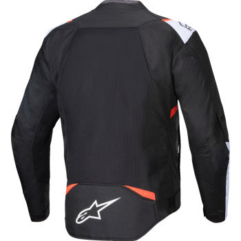 Alpinestars T-SPS Air v2 motorcycle jacket in black, white, and red fluo, size large, with protective armor and aerodynamic design