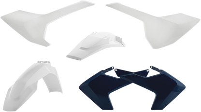 A black Acerbis standard replacement body kit for OEM '17 motorcycle, shown on a plain background with parts assembled.