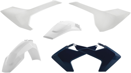 A black Acerbis standard replacement body kit for OEM '17 motorcycle, shown on a plain background with parts assembled.