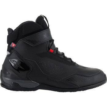 Alpinestars Austral GTX motorcycle boots in black and dark gray, US 9.5, with sturdy construction and protective features.