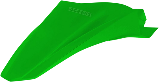 Green ACERBIS rear fender for motorcycle, body part with brand details visible, designed for off-road or dirt bike use.