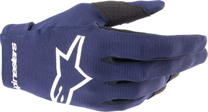 Alpinestars Radar Gloves in Night Navy and White, large size, showing protective design and textured palm for motorcycle riding.