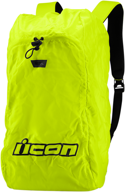 Bill's Exhausts ICON Hi Vis Backpack with reflective strips and multiple compartments, designed for visibility and durability.