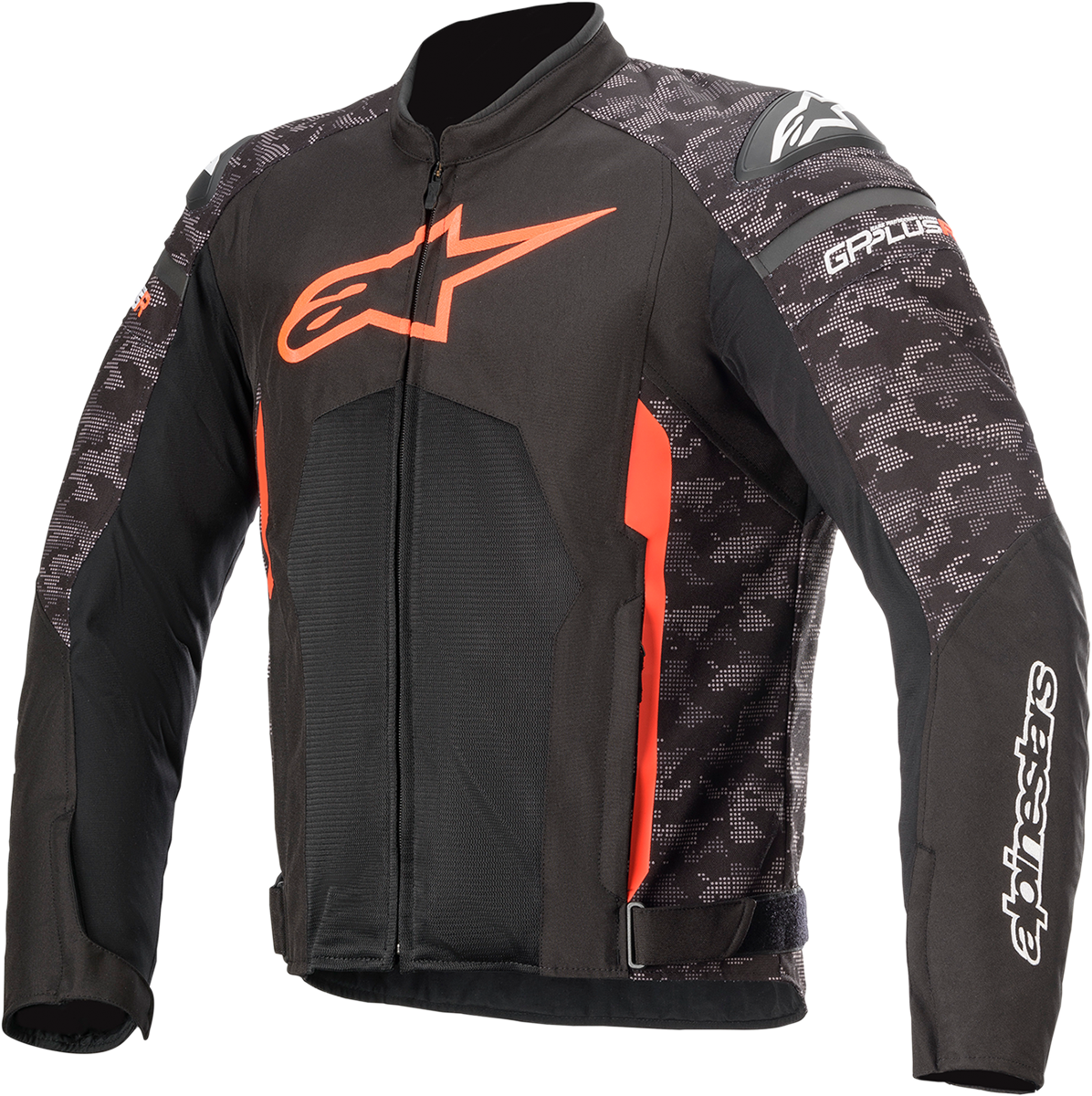 Alpinestars T-GP Plus R Air motorcycle jacket in black and red, size XL, featuring protective armor and breathable fabric.