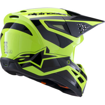 Alpinestars SM3 motorcycle helmet in gloss yellow fluo and black, medium size, featuring a sleek aerodynamic design.