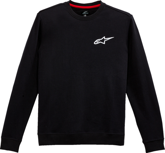 Alpinestars Ageless Crew Fleece hoodie in black, medium size, featuring a comfortable cotton blend and stylish design.