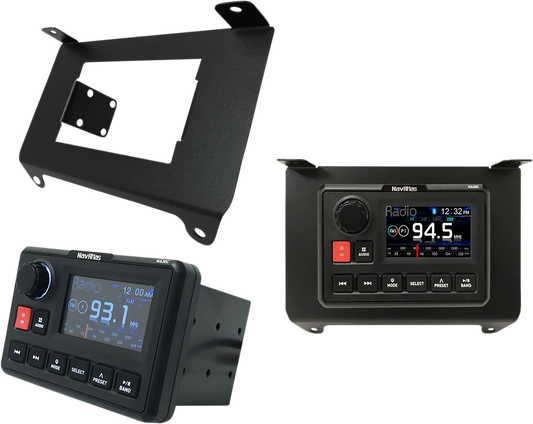 Bill's Exhausts NAVATLAS Radio Kit with mount for RZR Turbo RZR1ZONE1 engine, showing the radio device and mounting hardware.
