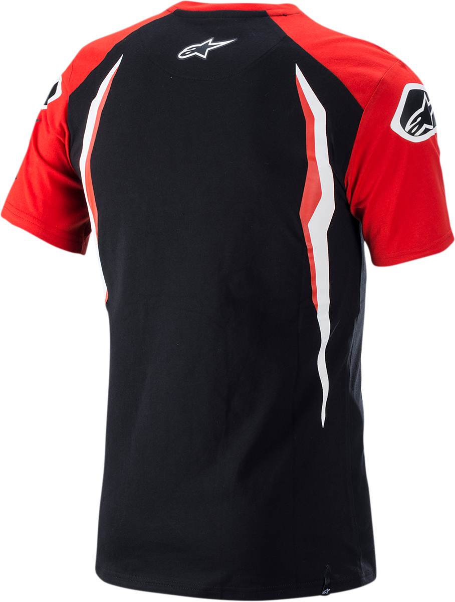 Red and black Alpinestars Honda T-Shirt in medium size, featuring Alpinestars branding and Honda logo, casual style.