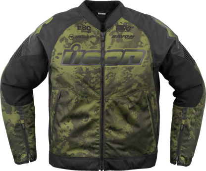 Green ICON Overlord3™ Magnacross jacket in XL size, featuring a sleek design with visible zippers and durable fabric.