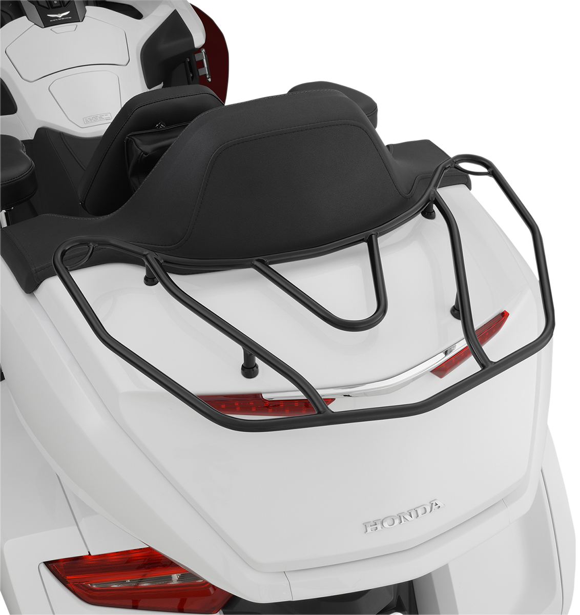 Bill's Exhausts SHOW CHROME Tour Rack engine in black for motorcycle, showcasing the durable, chrome-finished engine accessory.