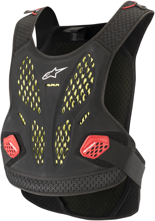 Alpinestars Sequence chest guard in anthracite and red, XS/S size, designed for protective gear and motorbike safety.