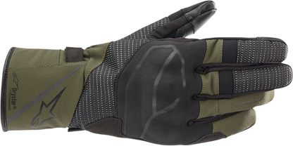 Alpinestars Andes V3 Drystar® motorcycle gloves in black forest color, medium size, showcasing durable protective design.