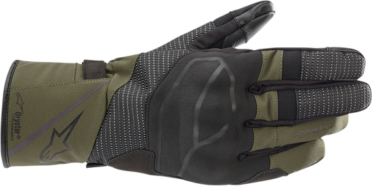 Alpinestars Andes V3 Drystar® motorcycle gloves in black forest color, medium size, showcasing durable protective design.