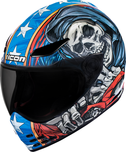 Bill's Exhausts ICON Domain™ Helmet Revere Glory 2XL helmet with sleek design and vibrant colors in a close-up image.