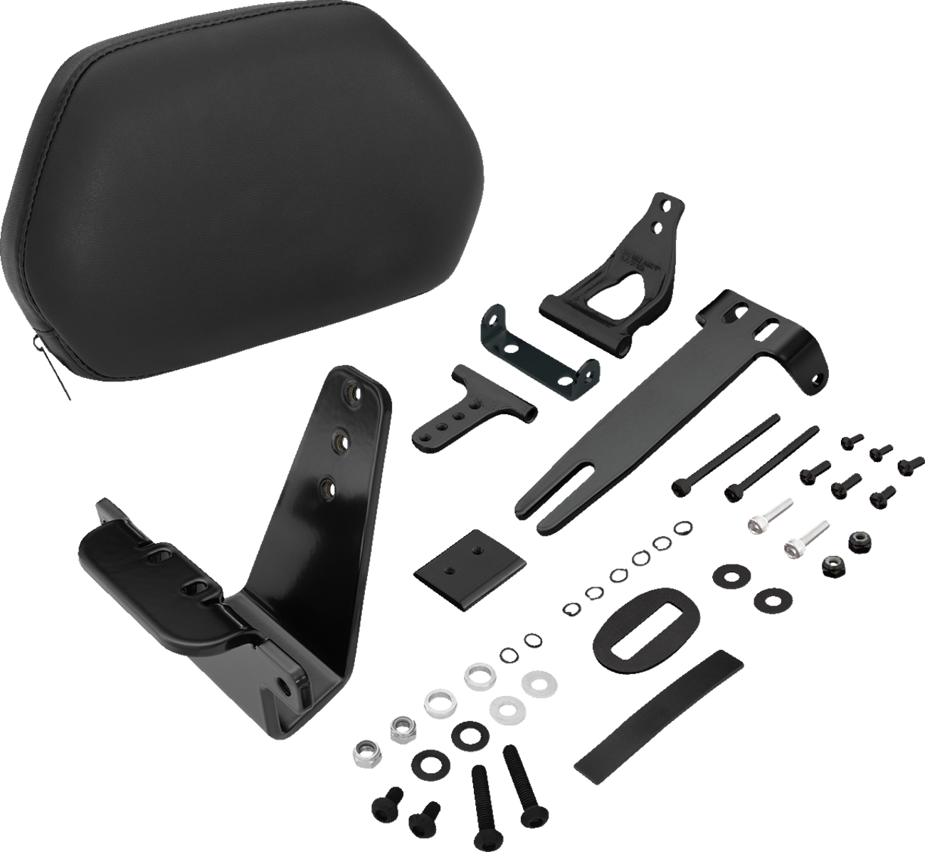 Black SHOW CHROME quick-detach backrest for Ryker 2020-2022 engine, designed for easy attachment and removal.