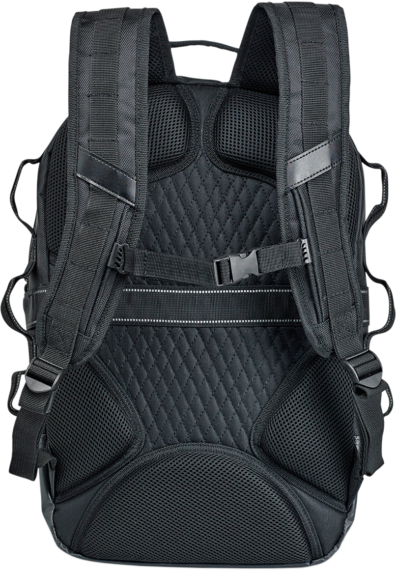 Black BILTWELL EXFIL-48 backpack by Bill's Exhausts, showing sleek design and durable straps for daily use and travel.
