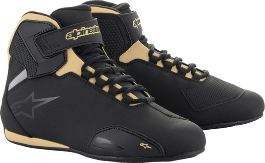 Alpinestars Women's Sektor black and champagne shoes, US 8.5, featuring sleek design and sporty style with visible branding details.