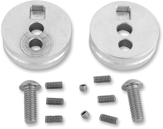 Bill's Exhausts SHOW Chrome Turn Signal Relocation Adapter Kit 55-122T for engine, featuring chrome finish and installation components