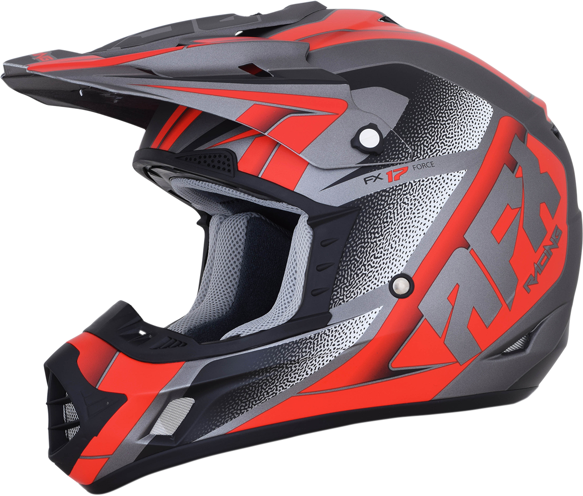 Bill's Exhausts AFX FX-17 Force helmet in frost gray and red, medium size, with a sleek motorcycle helmet design.