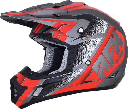 Bill's Exhausts AFX FX-17 Force helmet in frost gray and red, medium size, with a sleek motorcycle helmet design.
