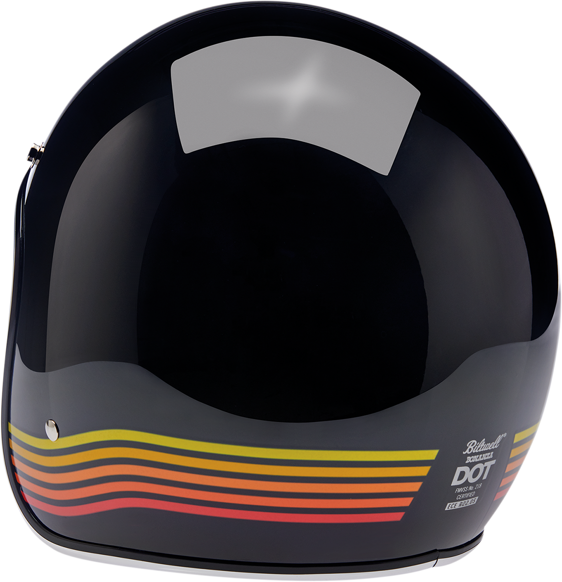 Gloss black BILTWELL Bonanza helmet in medium size, featuring a sleek, shiny finish and classic motorcycle helmet design.