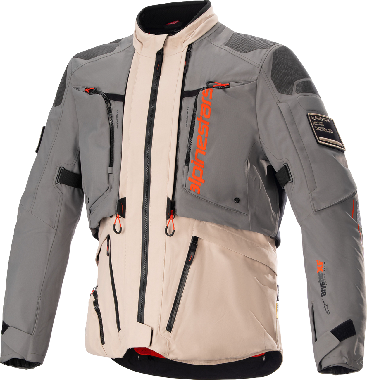 Alpinestars AMT 10-R Drystar XF motorcycle jacket in black with protective armor, shown in size XL.