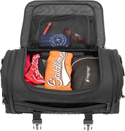 Bill's Exhausts SADDLEMEN TR3300 Tactical Deluxe Rack Bag seat with durable fabric and adjustable straps for motorcycle storage.