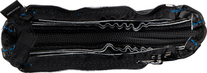 Blue stitch SHOW CHROME grab handle cover for engine from Bill's Exhausts, designed for a secure grip and stylish look.