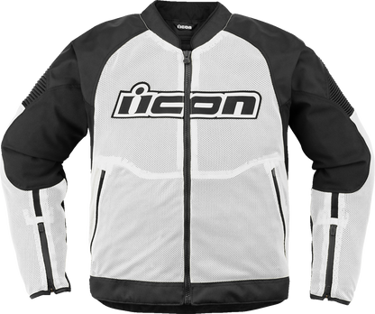 Bill's Exhausts ICON Overlord3 Mesh™ Jacket in white, 2XL, featuring lightweight, breathable mesh fabric and stylish design.