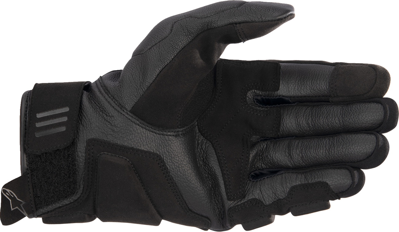 Alpinestars Phenom motorcycle gloves in black, small size, featuring protective knuckles and adjustable wrist straps.
